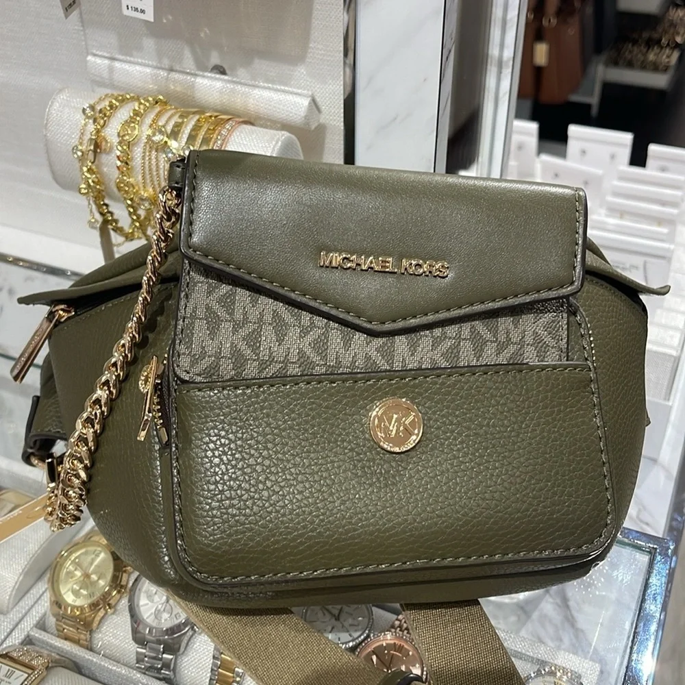 Michael Kors Maisie Lg Pebbled Leather 2-in-1 Sling Waist Bag Fanny Pack Crossb